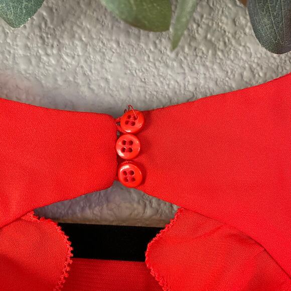 Maison Jules Ruffle Flutter Open Back Cold Shoulder Midi Flowy Womens Dress Med - Picture 7 of 8